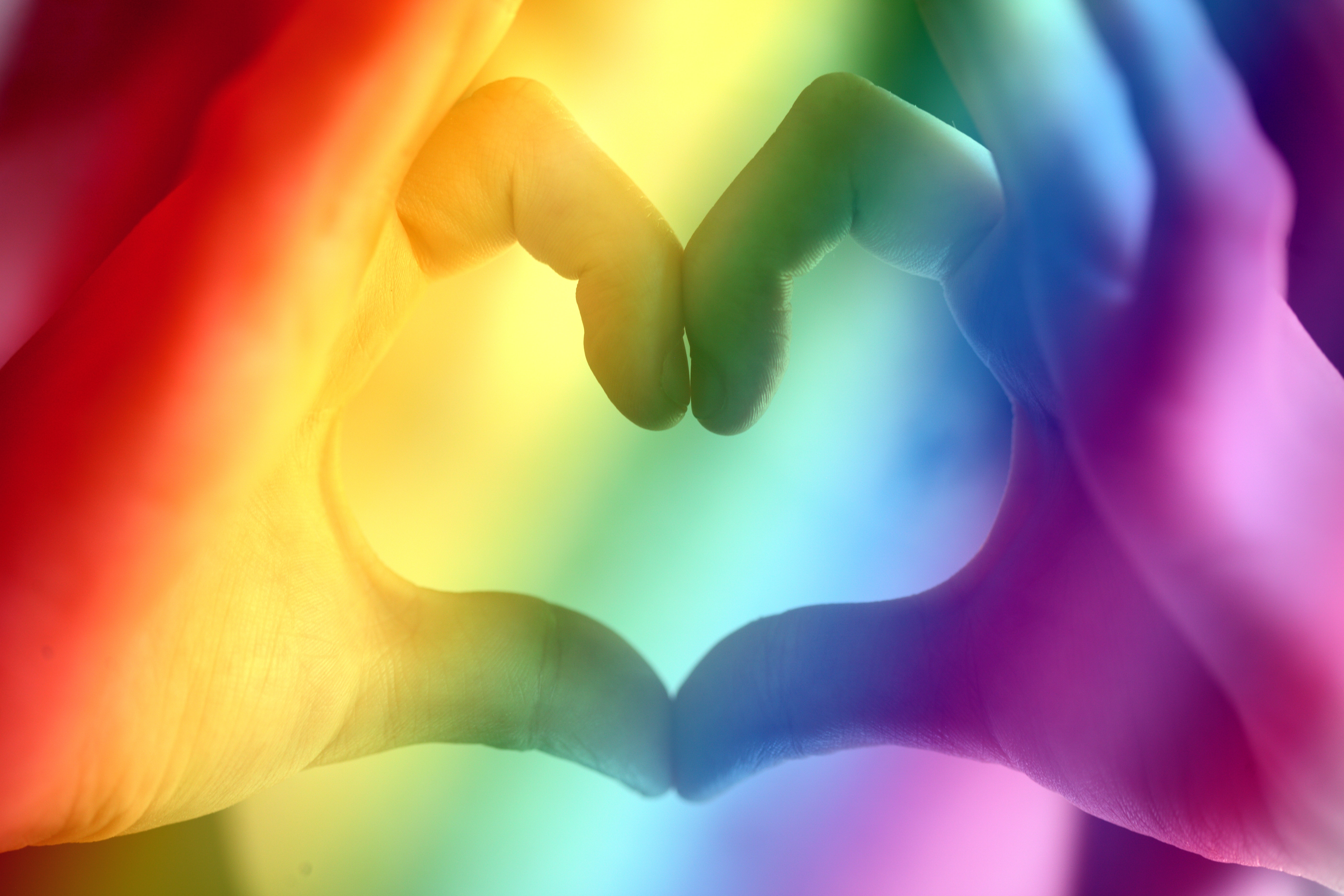 rainbow heart hands